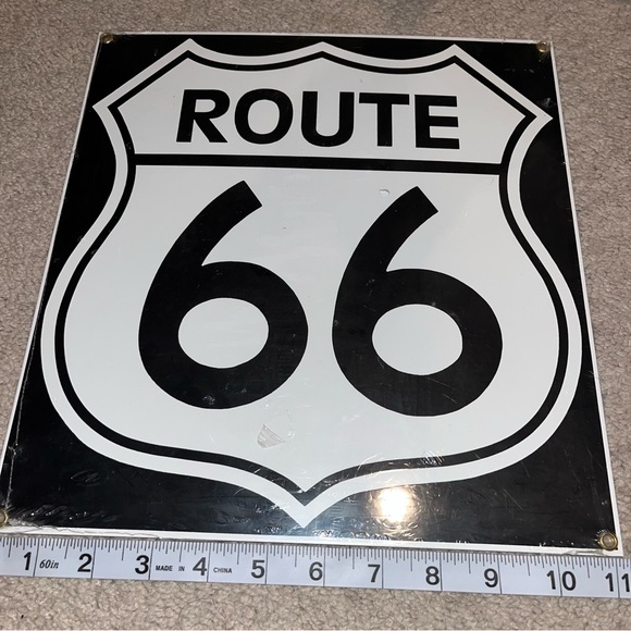 Ande Rooney Route 66 Porcelain Enameled Metal Advertising Sign 11" x 12", Sealed - Picture 3 of 6